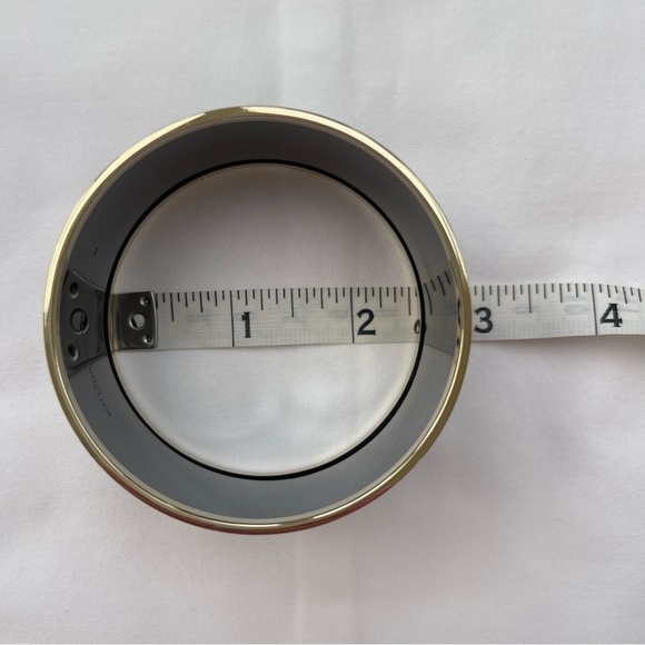 Bottega Veneta enamel & silver tone bangle cuff bracelet purple Intrecciato sz M - Picture 5 of 5